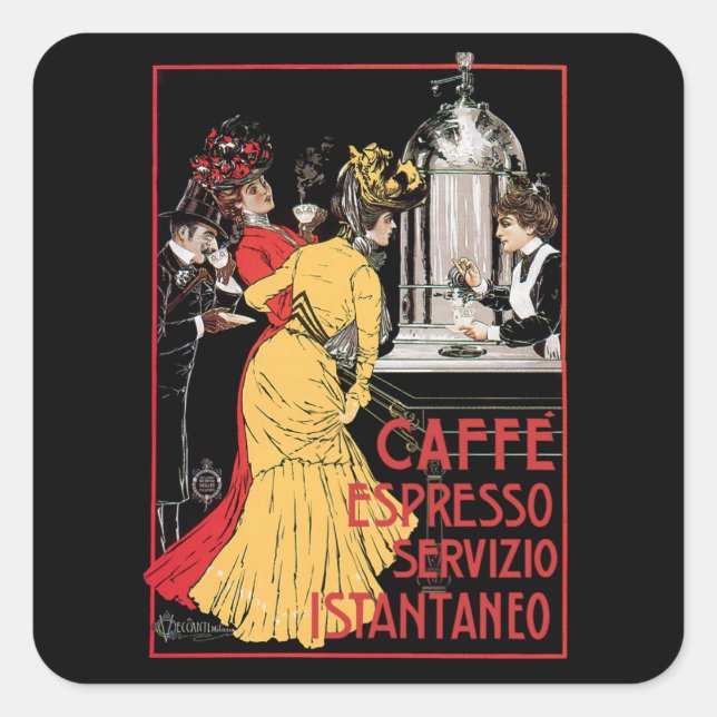 Pegatina Cuadrada Caffe Espresso (Anverso)