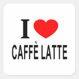 PEGATINA CUADRADA ❤️ CAFFÈ LATTE ME ENCANTA CAFFÈ LATTE I HEART CAFF