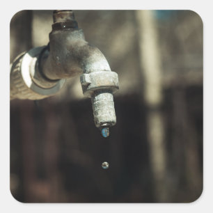 Pegatina Cuadrada Caída de agua macro