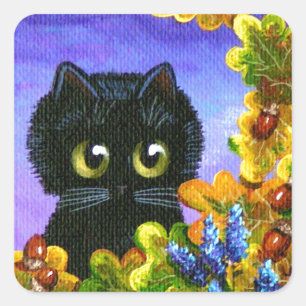 Pegatina Cuadrada Caída de gato negro lindo deja a creationarts