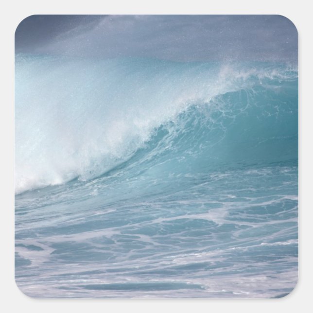 Pegatina Cuadrada Caída de la ola azul, Maui, Hawaii, Estados Unidos (Anverso)