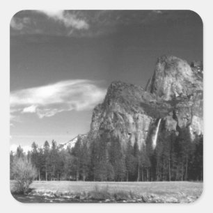 Pegatina Cuadrada Caída del Agua Yosemite