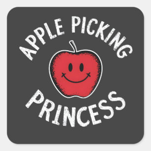 Pegatina Cuadrada Caída del Apple Picking Princess el Apple Fruit Da