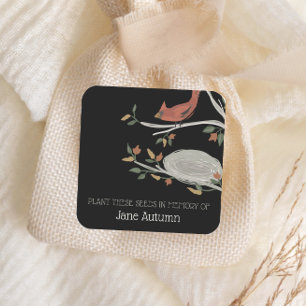 Pegatina Cuadrada Caída del Cardenal de Semillas Conmemorativas