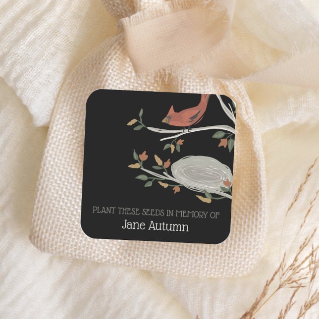 Pegatina Cuadrada Caída del Cardenal de Semillas Conmemorativas (Subido por el creador)