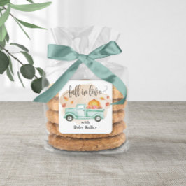 Pegatina Cuadrada Caída en el amor Calabaza Camión Baby Shower