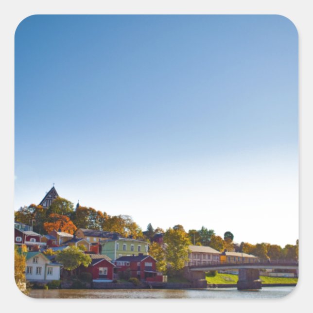 Pegatina Cuadrada Caída en Porvoo (Anverso)