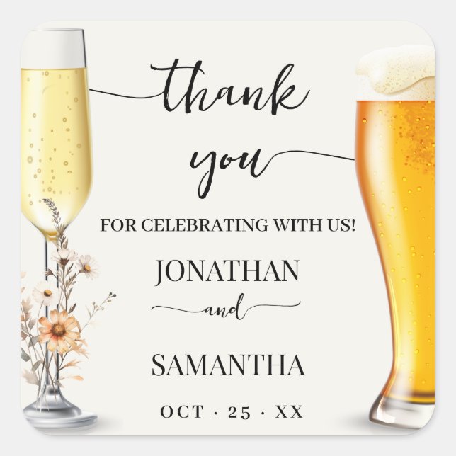 Pegatina Cuadrada Caída Flores Silvestres Burbujas y Cereales Gracia (Anverso)