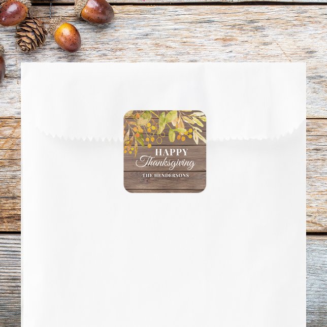 Pegatina Cuadrada Caída Personalizada Sale Madera Feliz Día de Graci (Subido por el creador)