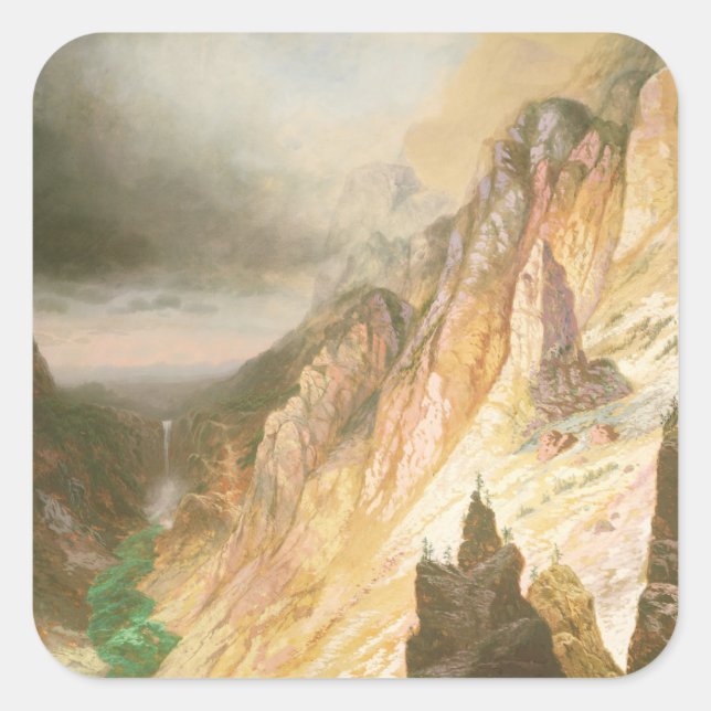 Pegatina Cuadrada Caídas Inferiores, Gran Cañón de la Piedra Amarill (Anverso)