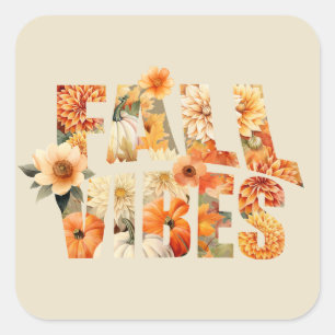 Pegatina Cuadrada Caídas vibraciones acuarela flores silvestres hoja