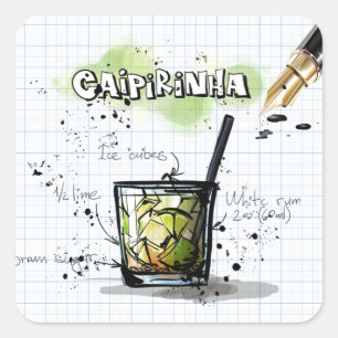 Pegatina Cuadrada Caipirinha