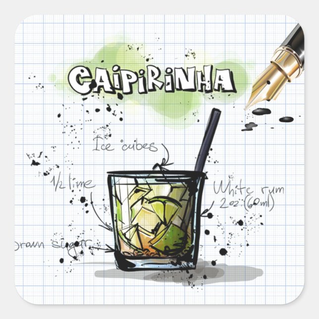 Pegatina Cuadrada Caipirinha (Anverso)