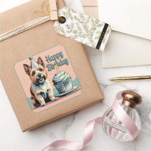 Pegatina Cuadrada Cairn Terrier colorido