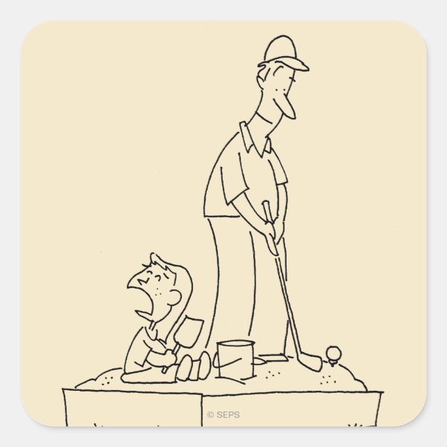 Pegatina Cuadrada Caja de arena (Anverso)