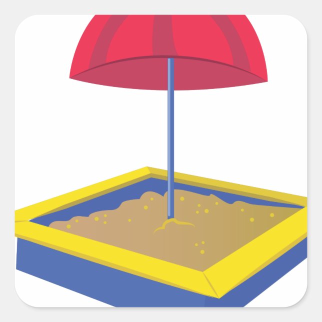 Pegatina Cuadrada Caja de arena (Anverso)
