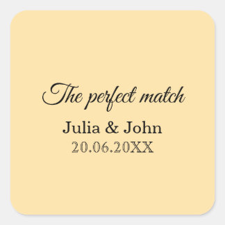 Pegatina Cuadrada Caja de cerillas para boda Perfect Match – Edición