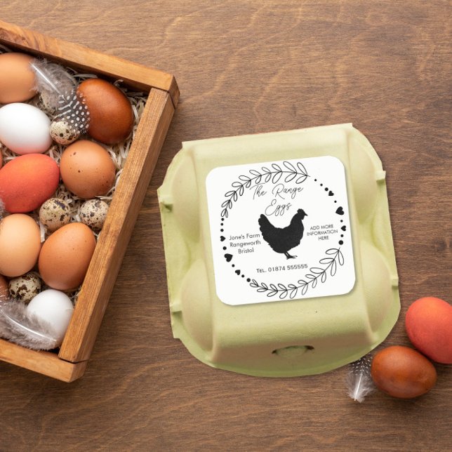 Pegatina Cuadrada Caja de huevos de personalizar Huevos frescos de g (Subido por el creador)