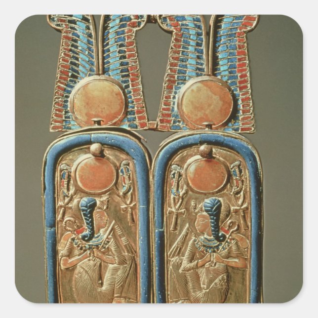 Pegatina Cuadrada Caja de incógnitas en forma de doble real (Anverso)