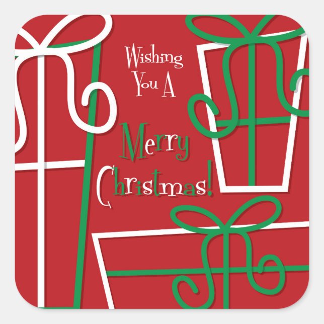 Pegatina Cuadrada Caja de regalo divertida (Anverso)