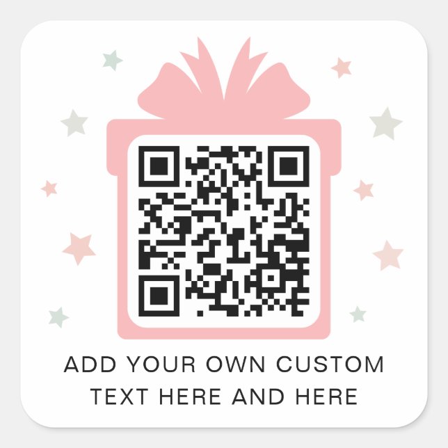 Pegatina Cuadrada Caja de regalo presente con estrellas código QR bl (Anverso)