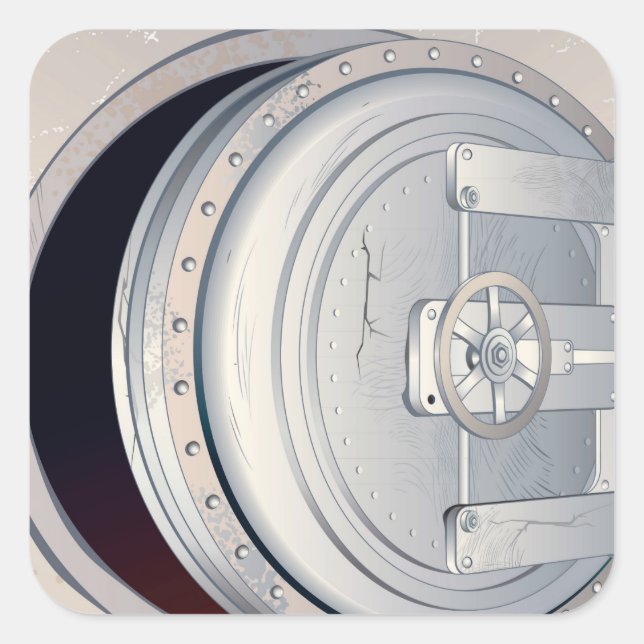 Pegatina Cuadrada Caja de seguridad bancaria bloqueada (Anverso)