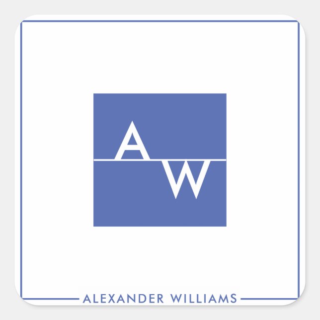 Pegatina Cuadrada Caja monogramada formal (Anverso)