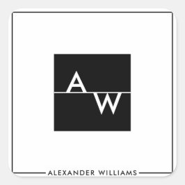 Pegatina Cuadrada Caja monogramada formal