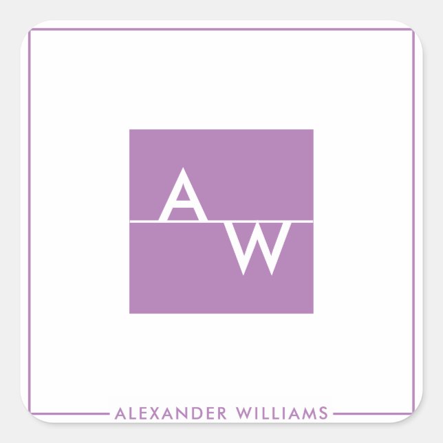 Pegatina Cuadrada Caja monogramada formal (Anverso)