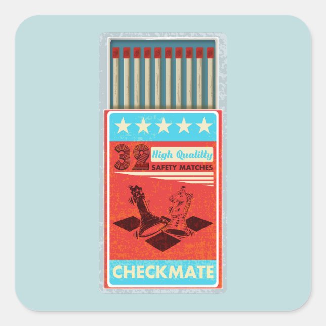 Pegatina Cuadrada Caja retro que coincide con el arte pop (Anverso)