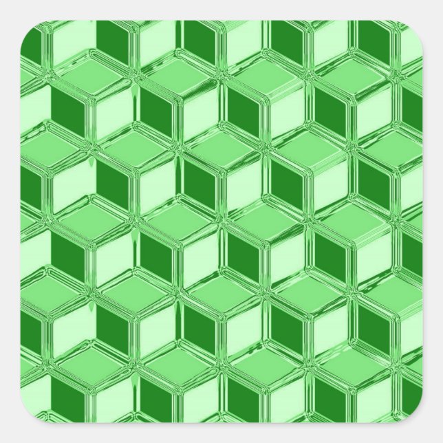 Pegatina Cuadrada Cajas cromadas 3-d - verde esmeralda (Anverso)