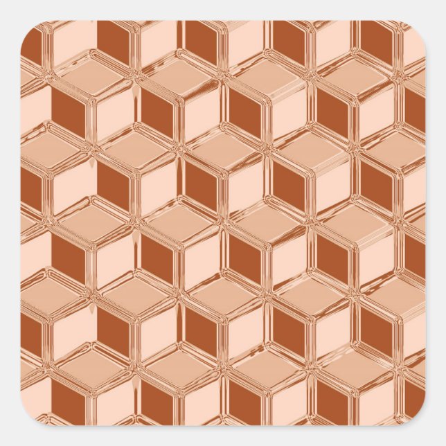 Pegatina Cuadrada Cajas cromadas 3d - de color cobre (Anverso)
