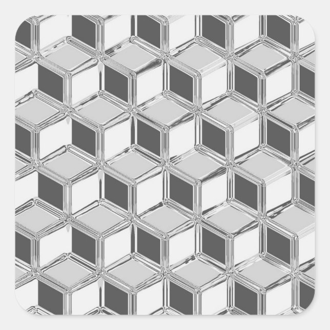 Pegatina Cuadrada Cajas cromadas 3d - gris plateado (Anverso)