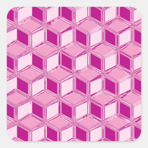 Pegatina Cuadrada Cajas cromadas 3d - rosa fucsia