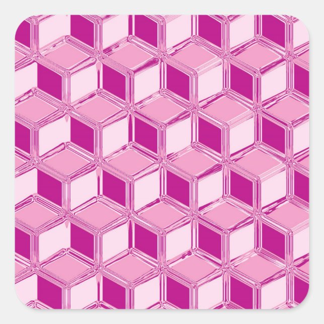 Pegatina Cuadrada Cajas cromadas 3d - rosa fucsia (Anverso)