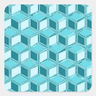 Pegatina Cuadrada Cajas cromadas 3d - turquesa / aqua