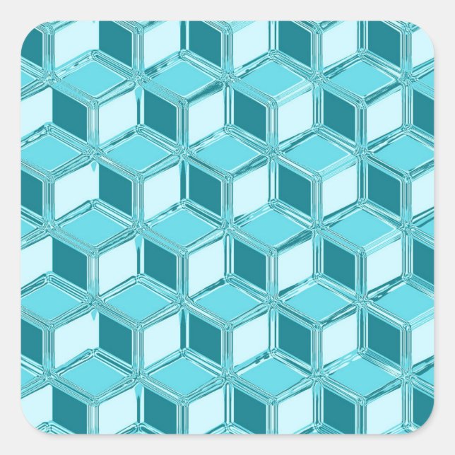 Pegatina Cuadrada Cajas cromadas 3d - turquesa / aqua (Anverso)