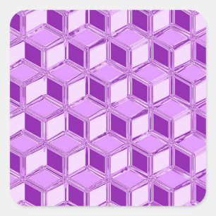 Pegatina Cuadrada Cajas cromadas 3d - violeta violeta