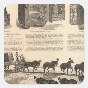 Pegatina Cuadrada Cajas fuertes del campeón de la patente del