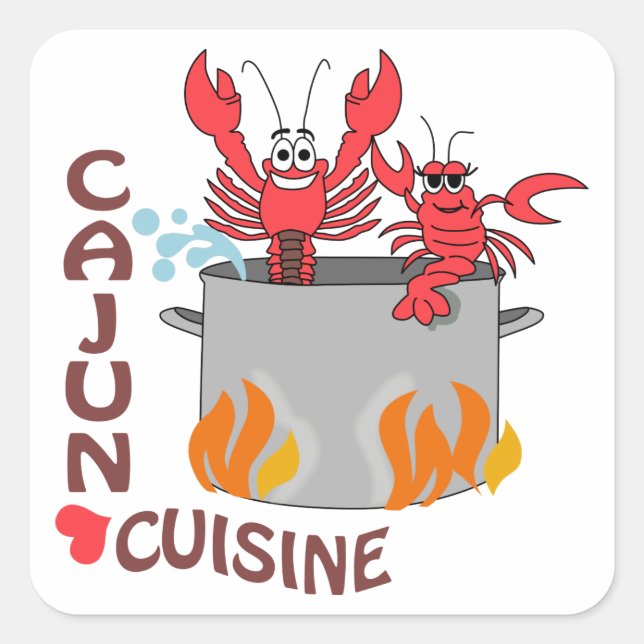 Pegatina Cuadrada Cajun Cuisine (Anverso)