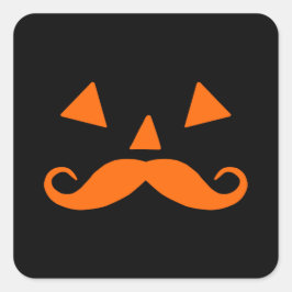 Pegatina Cuadrada Calabaza Bigote Halloween
