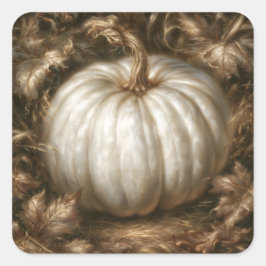 Pegatina Cuadrada Calabaza Blanca