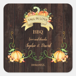 Pegatina Cuadrada Calabaza de acuarela de enamoramiento Antiguo gran