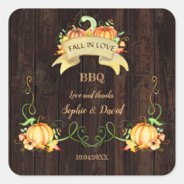 Pegatina Cuadrada Calabaza de acuarela Enamorarse Barbacoa del viejo