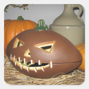 Pegatina Cuadrada Calabaza de fútbol