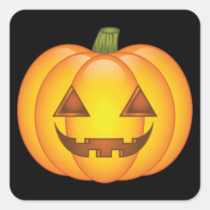 Pegatina Cuadrada Calabaza de Halloween de dibujos animados linda Ja