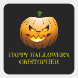 Pegatina Cuadrada Calabaza de Halloween de Jack-o-Lantern