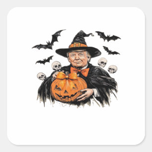 Pegatina Cuadrada Calabaza de Halloween Spooky