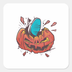Pegatina Cuadrada Calabaza de Halloween Vamos a ser aplastados