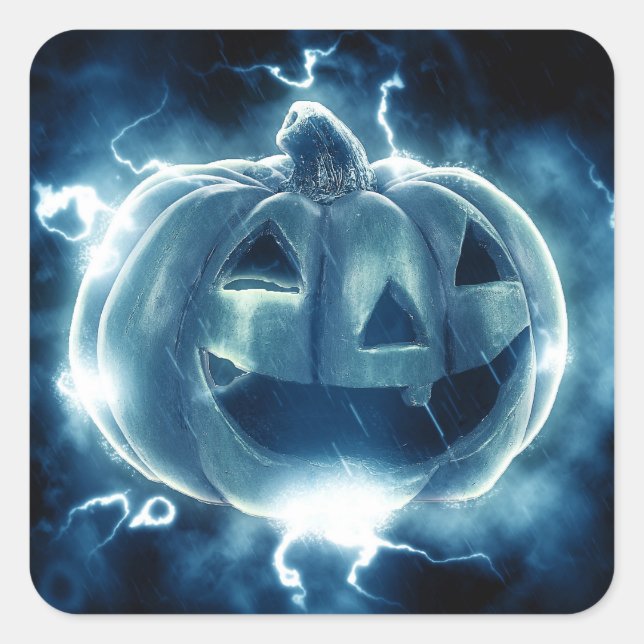 Pegatina Cuadrada Calabaza de vacaciones (Anverso)